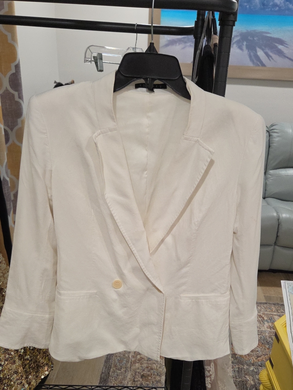 Theory Cream Single-Button Blazer